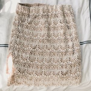 Lace Overlay Pencil Skirt